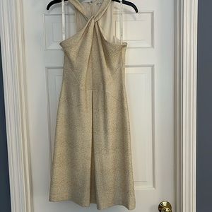 Shoshanna gold metallic halter dress size 4